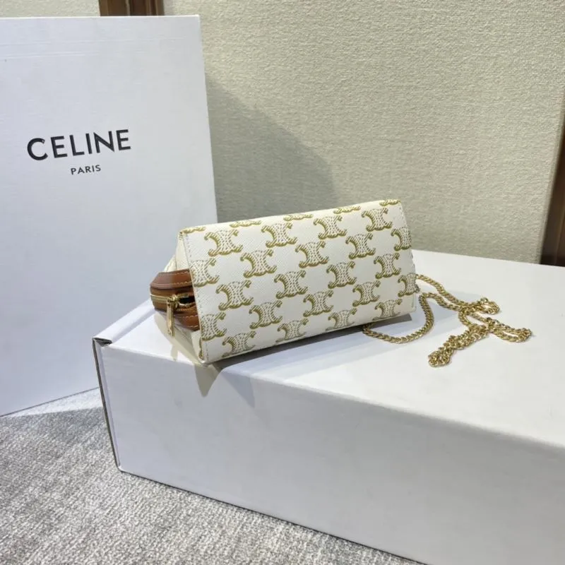 Celine White Monogram Chain Crossbody Bag 388 - Image 3