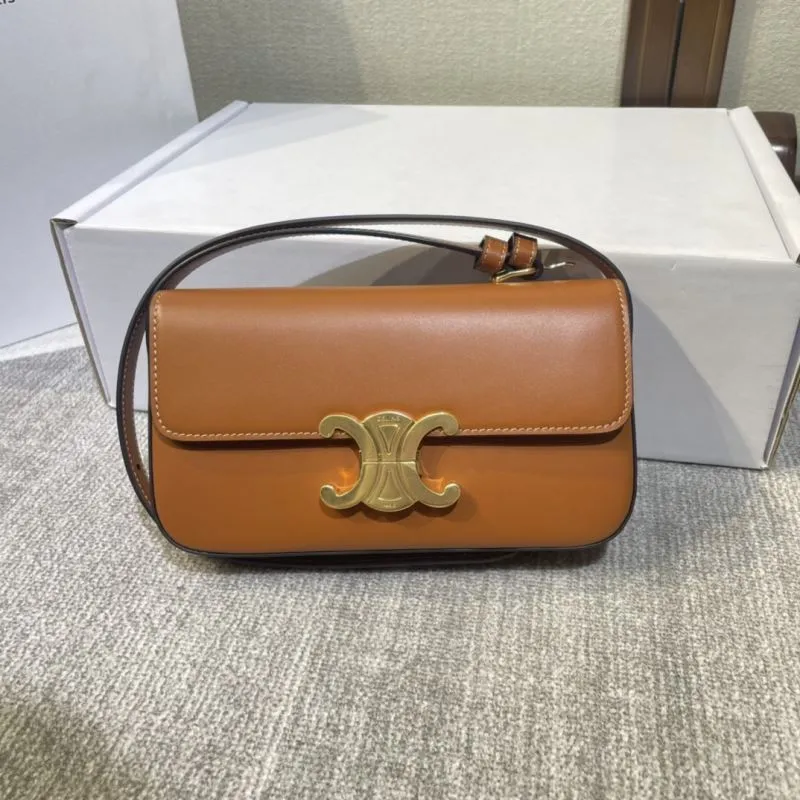 Celine Brown Leather Satchel Bag 389