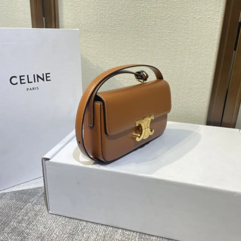 Celine Brown Leather Satchel Bag 389 - Image 3