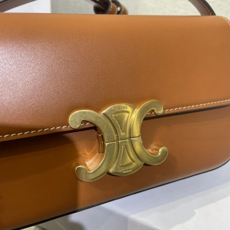 Celine Brown Leather Satchel Bag 389 - Image 6