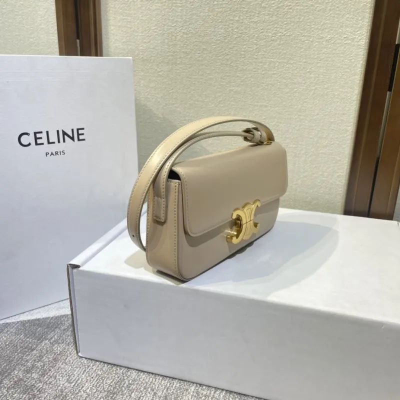 Celine Beige Leather Satchel Bag - Image 3