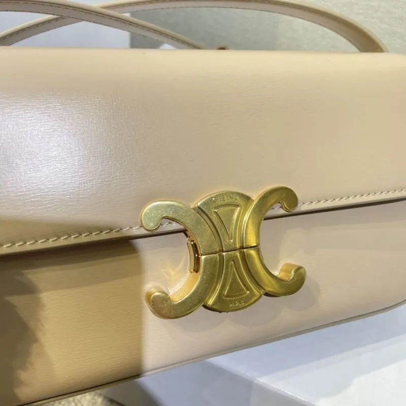 Celine Beige Leather Satchel Bag - Image 6