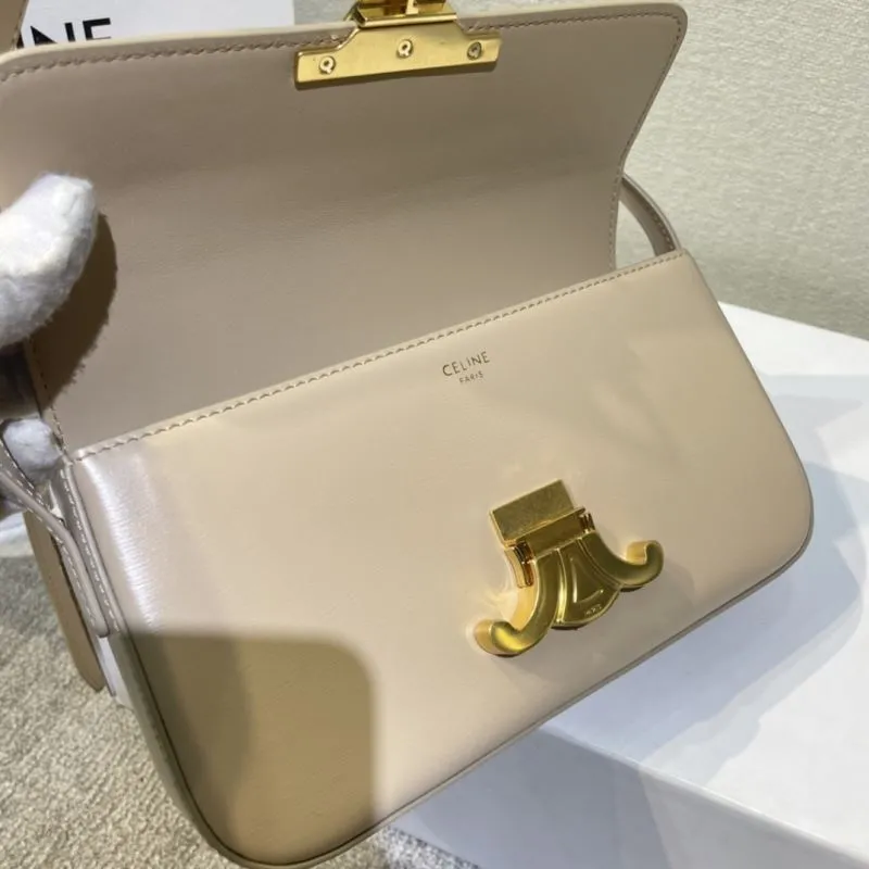 Celine Beige Leather Satchel Bag - Image 7