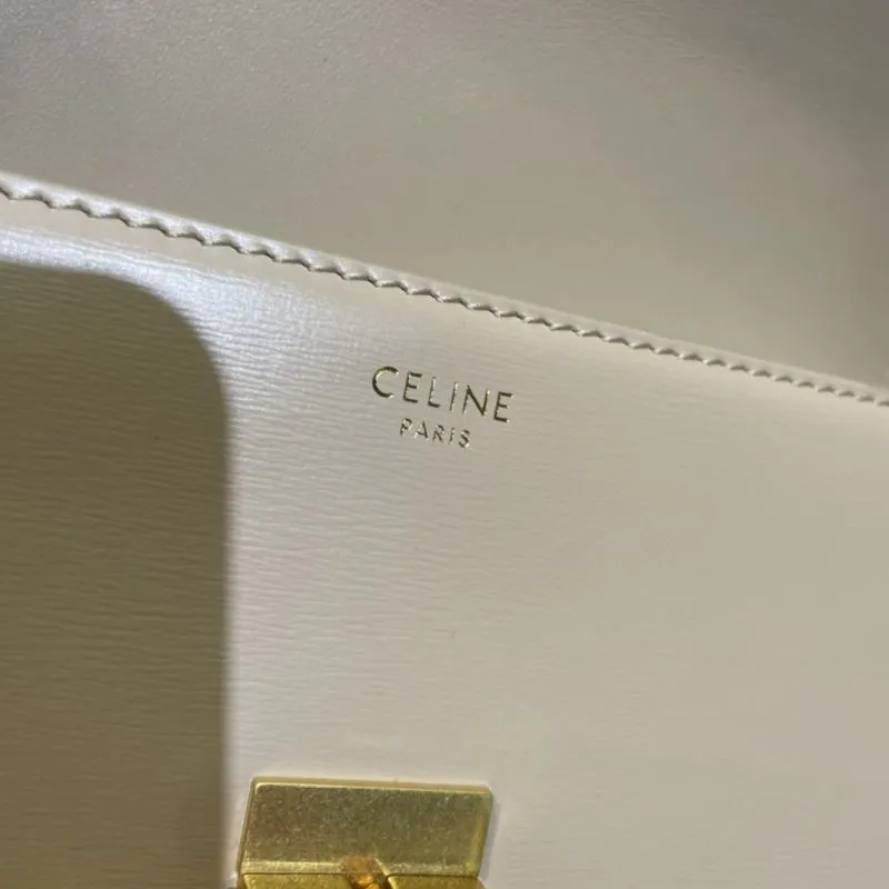 Celine Beige Leather Satchel Bag - Image 8