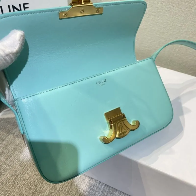 Celine Turquoise Leather Satchel Bag - Image 7
