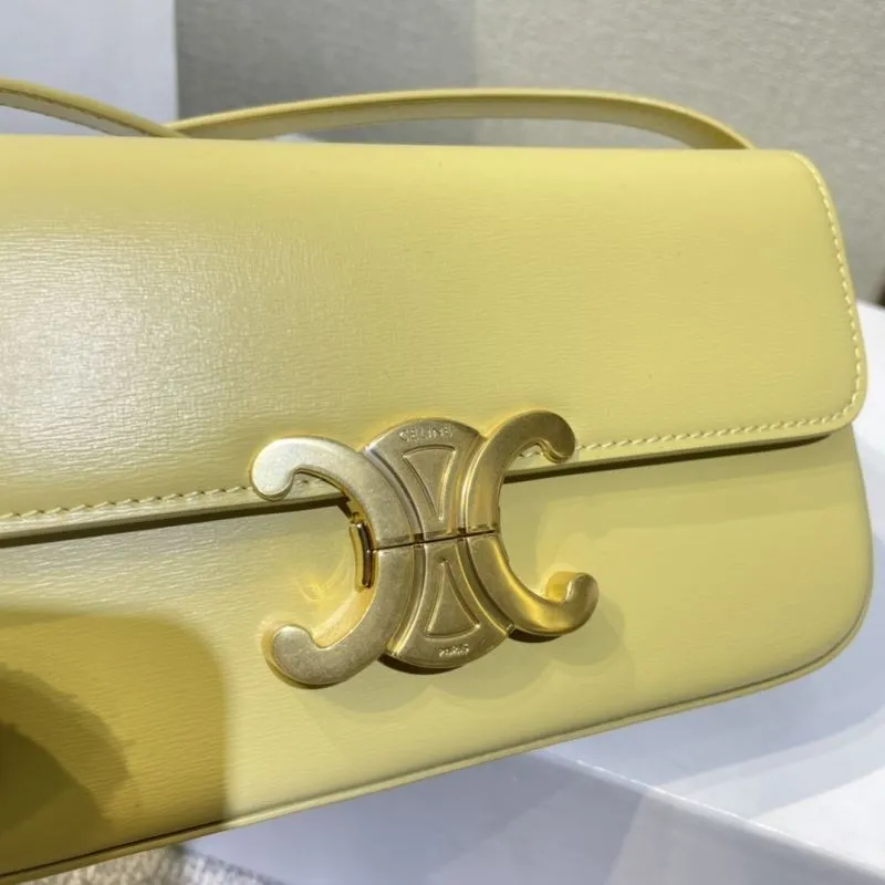 Celine Pale Yellow Satchel Bag 396 - Image 6