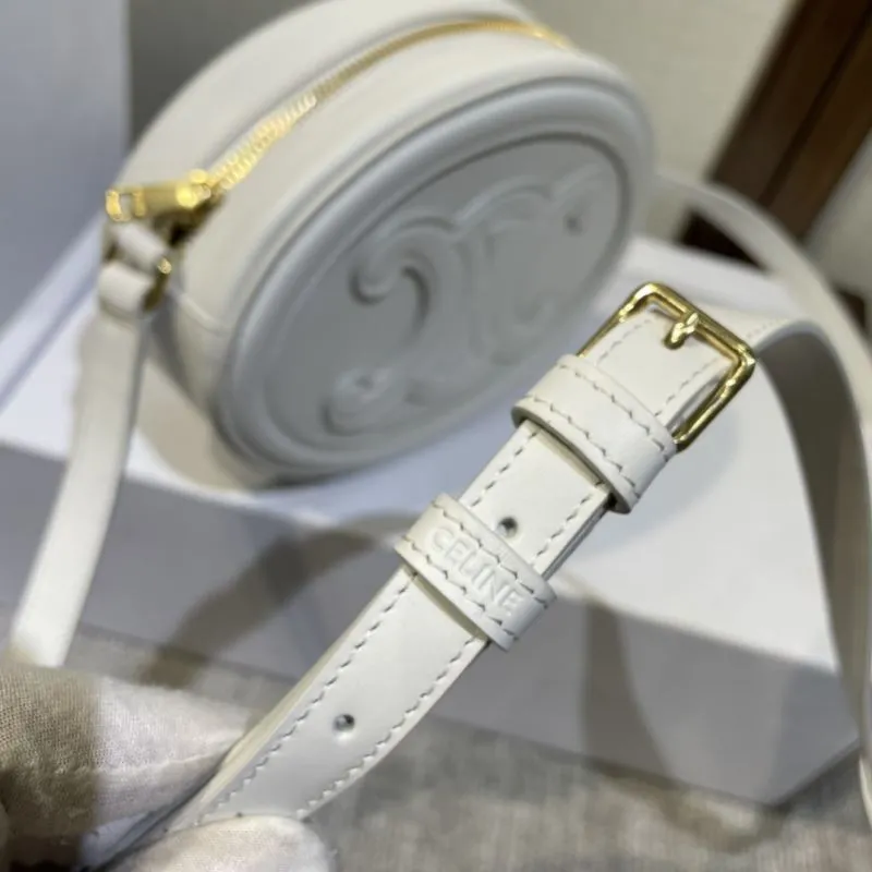 Celine White Round Crossbody Bag - Image 6
