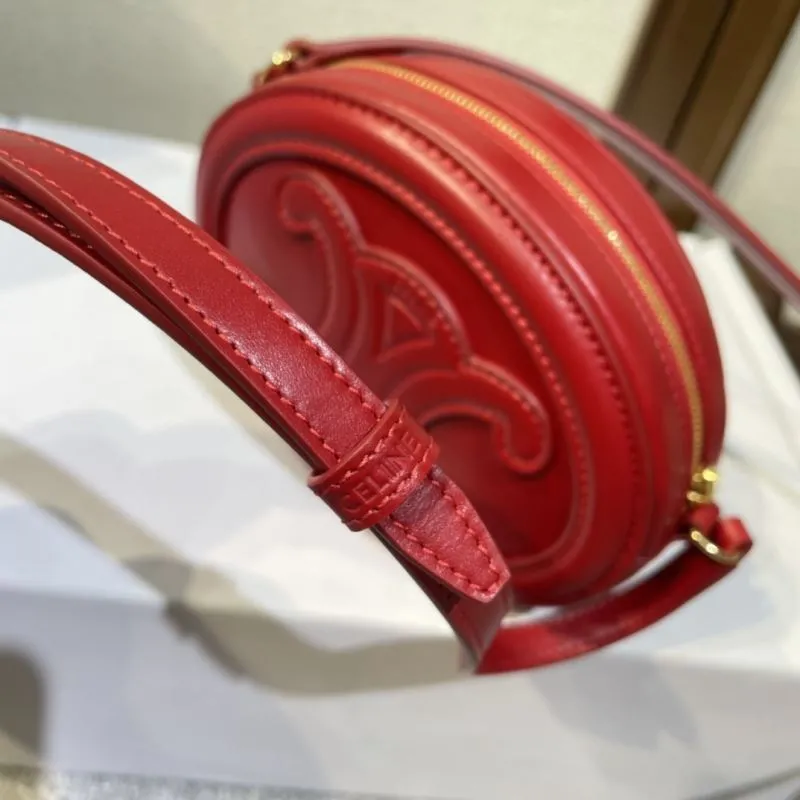 Celine Red Round Crossbody Bag 411 - Image 5