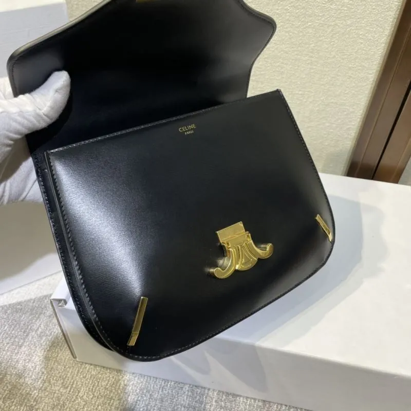 Celine Black Leather Satchel Bag 417 - Image 7