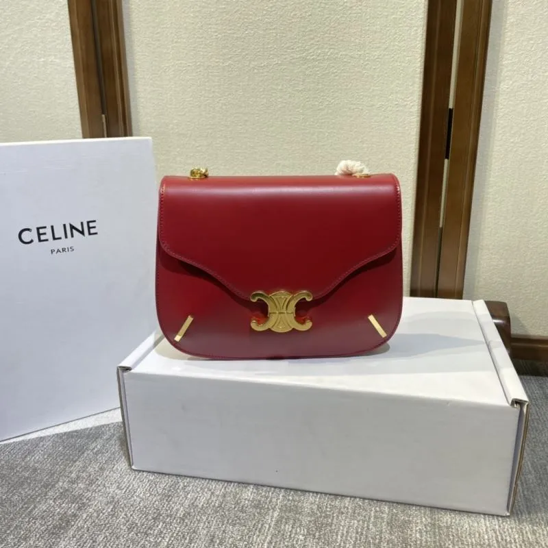 Celine Red Leather Satchel Bag 418