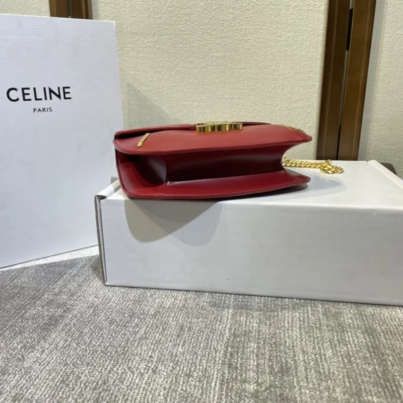 Celine Red Leather Satchel Bag 418 - Image 4