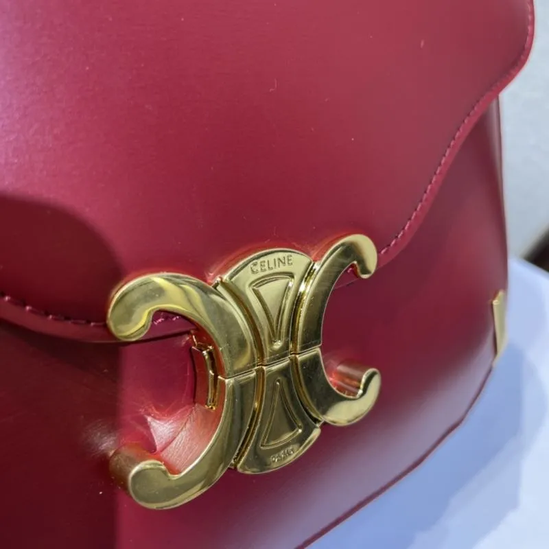 Celine Red Leather Satchel Bag 418 - Image 6