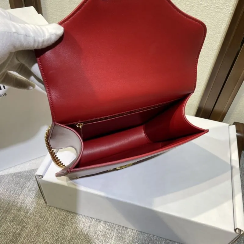 Celine Red Leather Satchel Bag 418 - Image 9