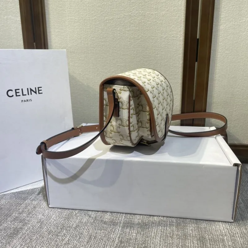 Alternative view of Celine White Brown Saddle Crossbody Bag 421