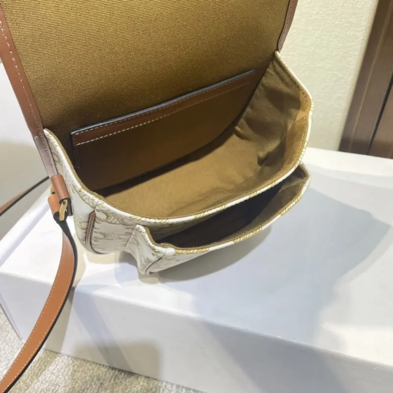 Celine White Brown Saddle Crossbody Bag 421 - Image 8