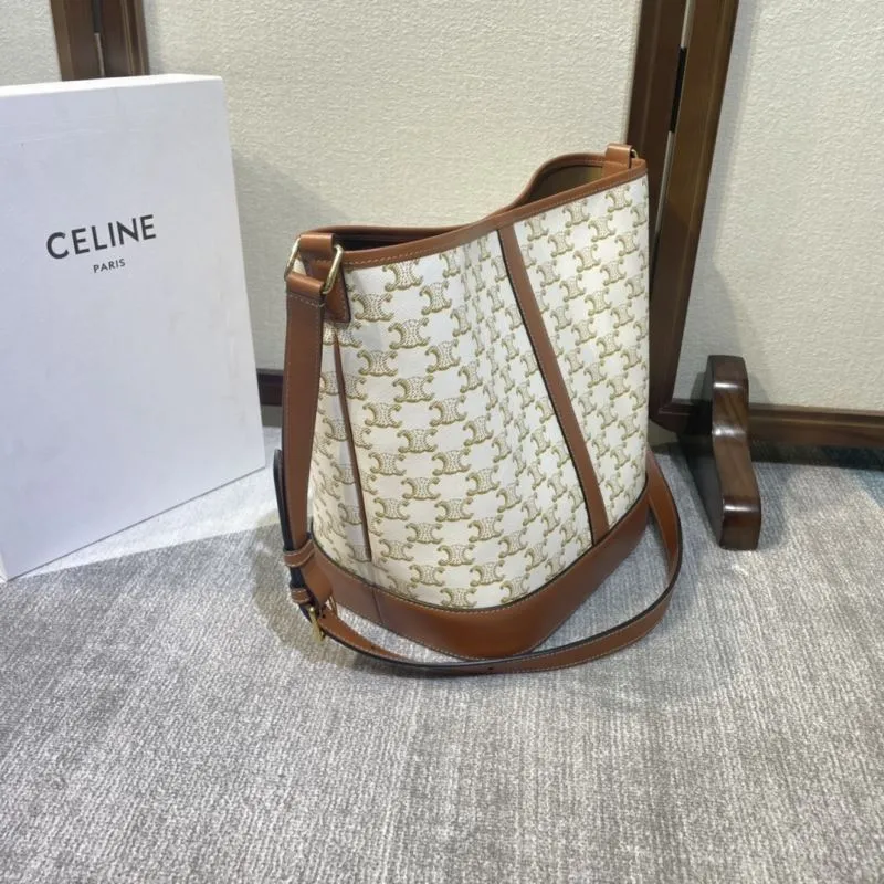 Alternative view of Celine Monogram Bucket Bag White Brown 422