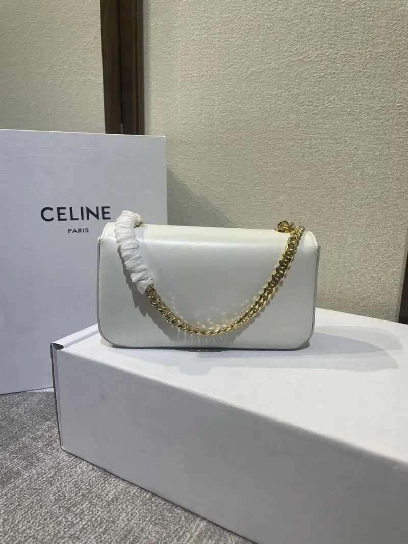 Alternative view of Celine White Leather Chain Satchel Bag 431
