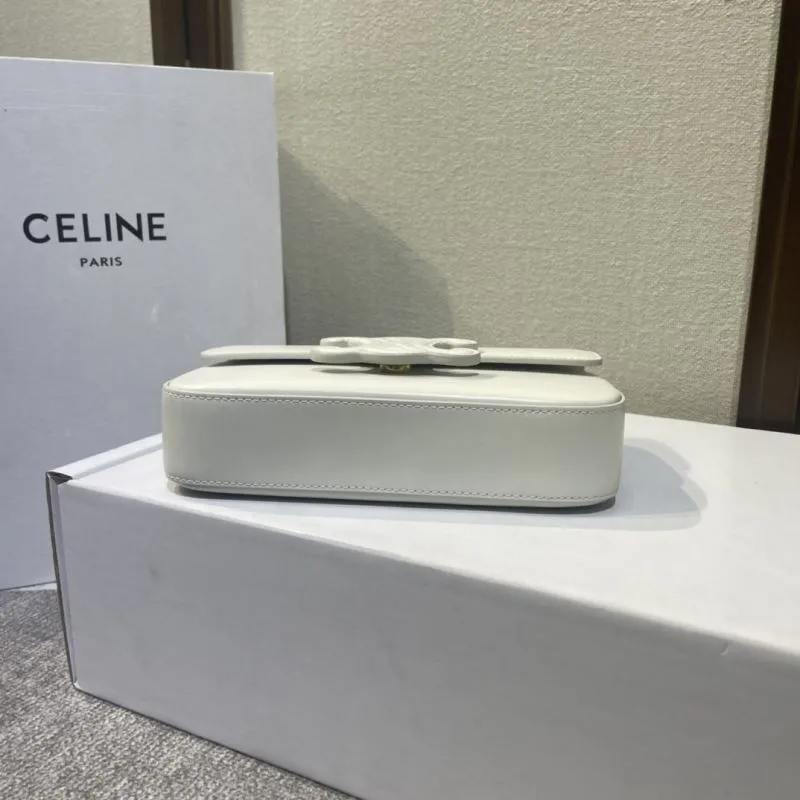 Celine White Leather Chain Satchel Bag 431 - Image 3