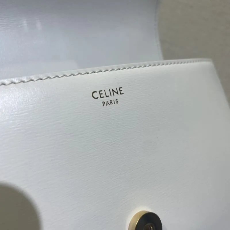Celine White Leather Chain Satchel Bag 431 - Image 6