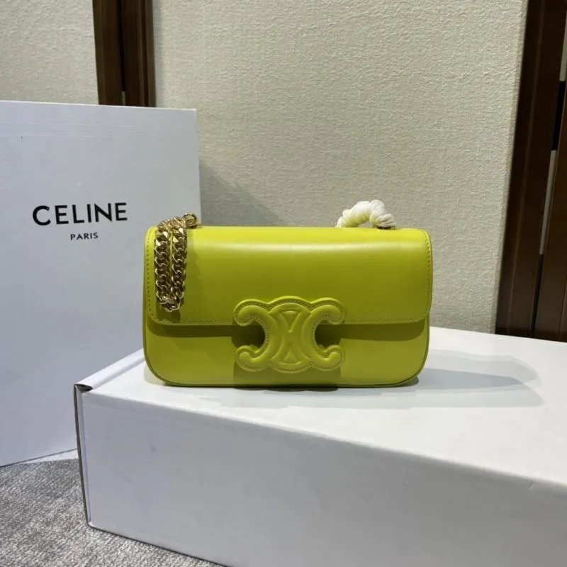 Celine Lime Yellow Chain Satchel Bag 433