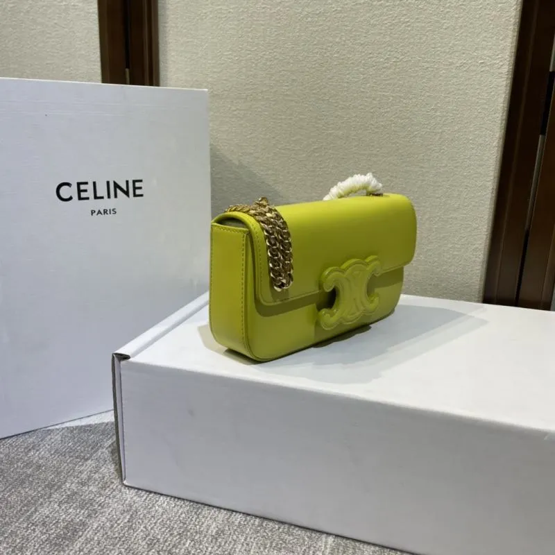 Alternative view of Celine Lime Yellow Chain Satchel Bag 433