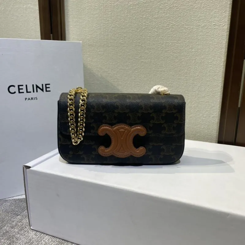 Celine Dark Monogram Chain Shoulder Bag 435