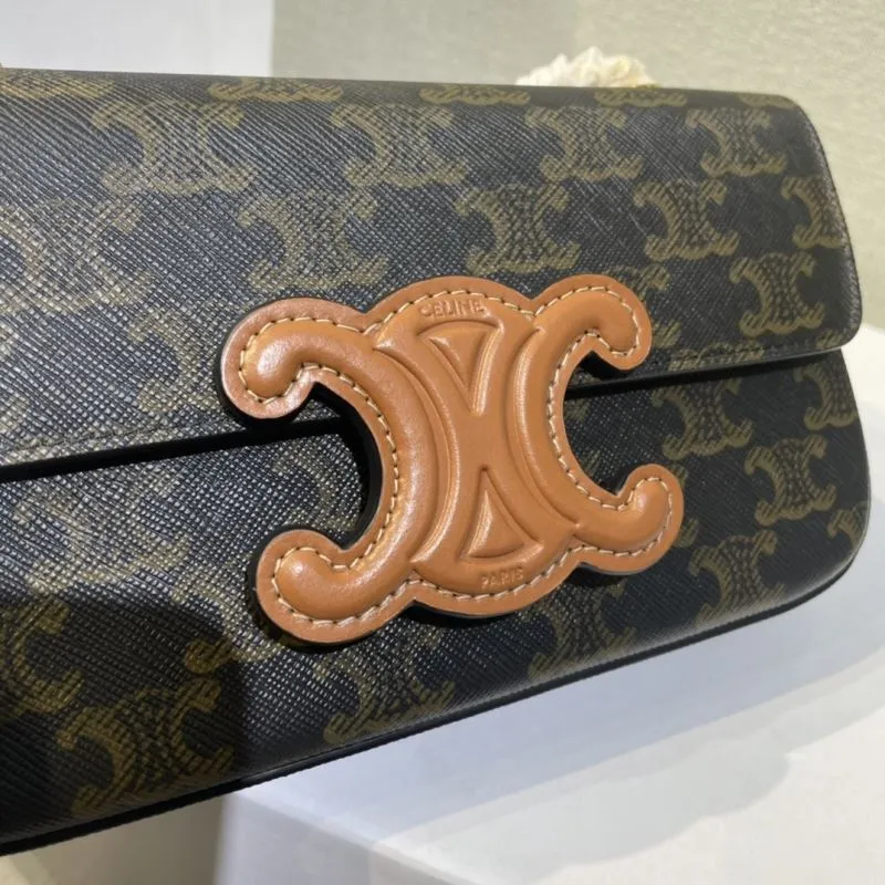 Celine Dark Monogram Chain Shoulder Bag 435 - Image 5