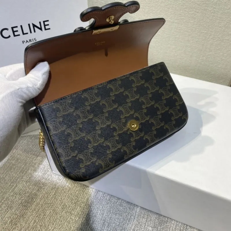 Celine Dark Monogram Chain Shoulder Bag 435 - Image 6