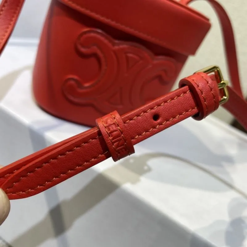 Celine Red Bucket Crossbody Bag 439 - Image 5