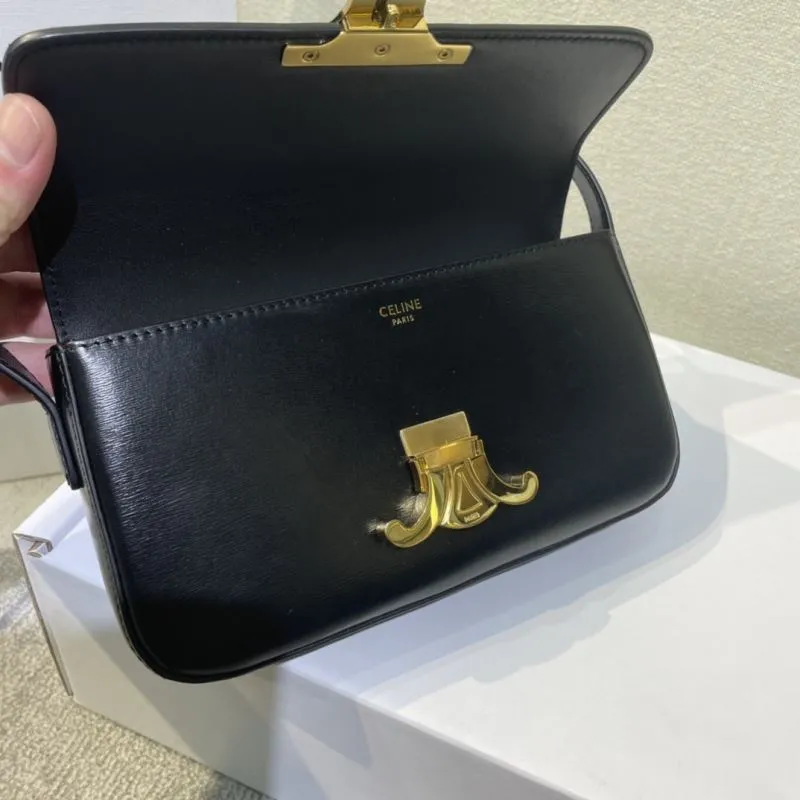 Celine Black Leather Satchel Bag 442 - Image 7
