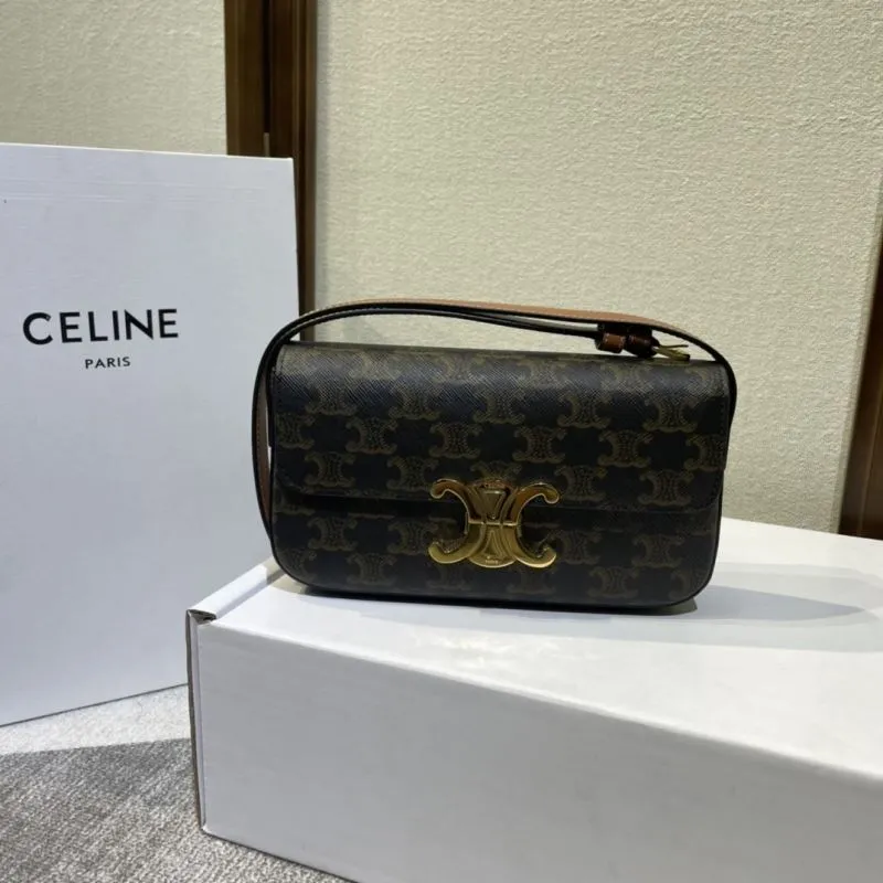 Celine Monogram Satchel Bag 447 Dark Brown