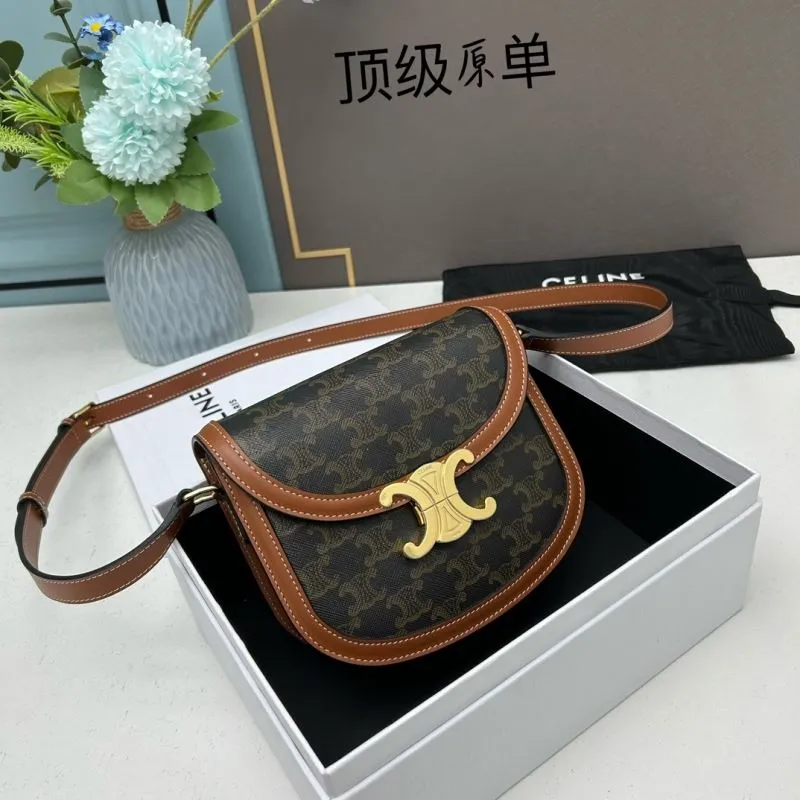 Celine Brown Monogram Saddle Crossbody Bag