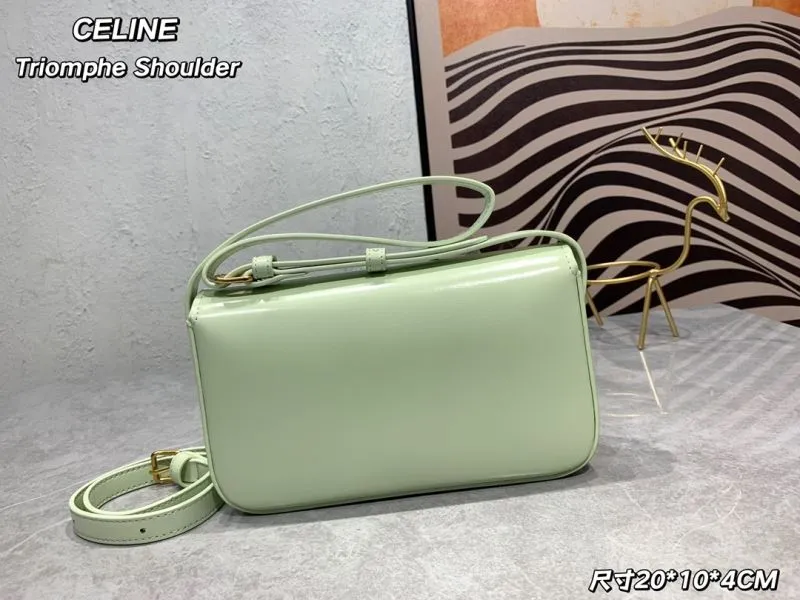Celine Triomphe Shoulder Bag Light Green 454 - Image 3