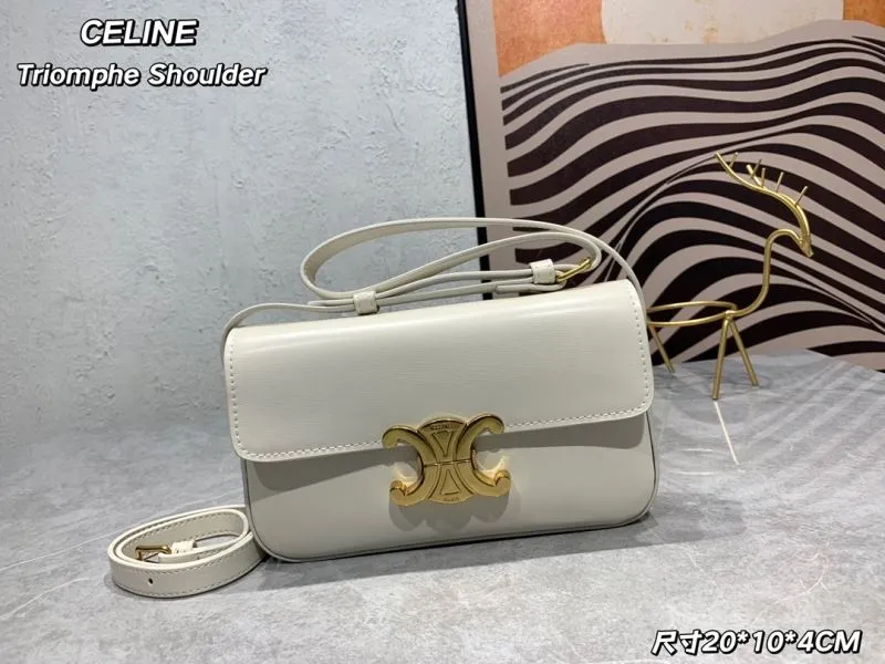 Celine Triomphe White Shoulder Bag
