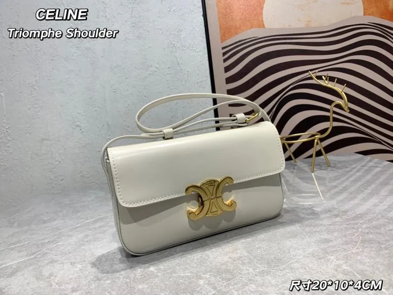 Alternative view of Celine Triomphe White Shoulder Bag