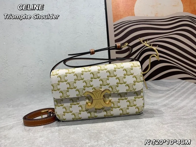 Celine Triomphe White Monogram Shoulder Bag