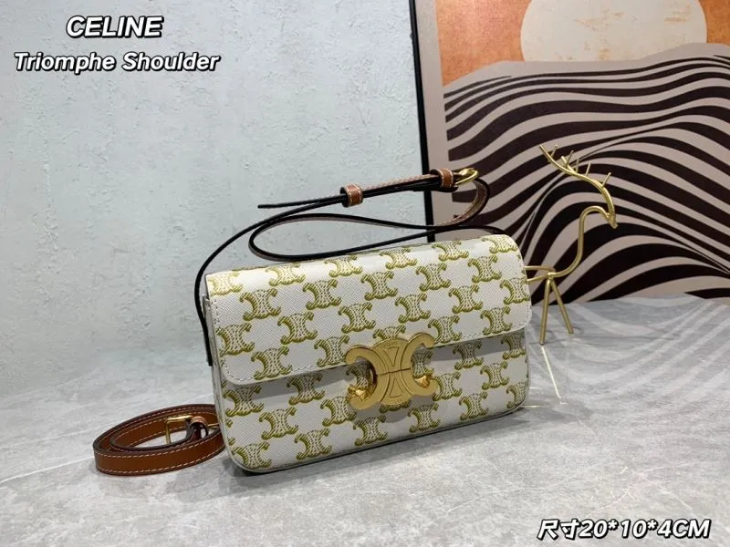 Alternative view of Celine Triomphe White Monogram Shoulder Bag