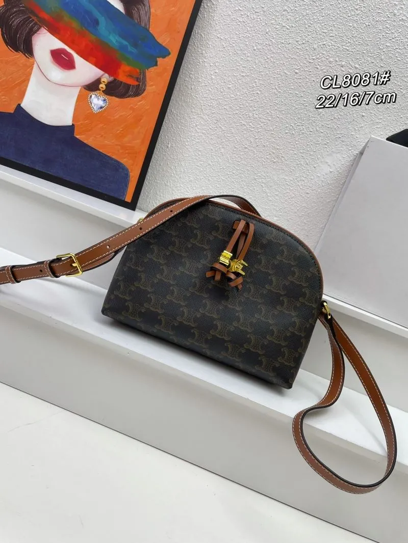 Celine CL8081 Dark Brown Monogram Crossbody Bag
