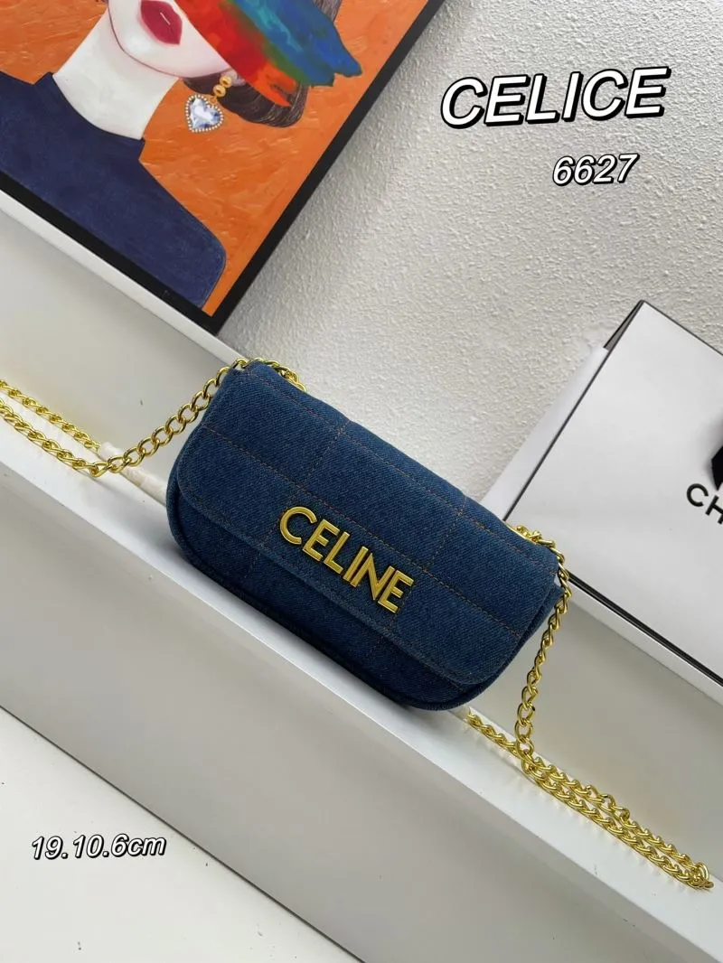 CELINE 6627 Blue Denim Crossbody Bag