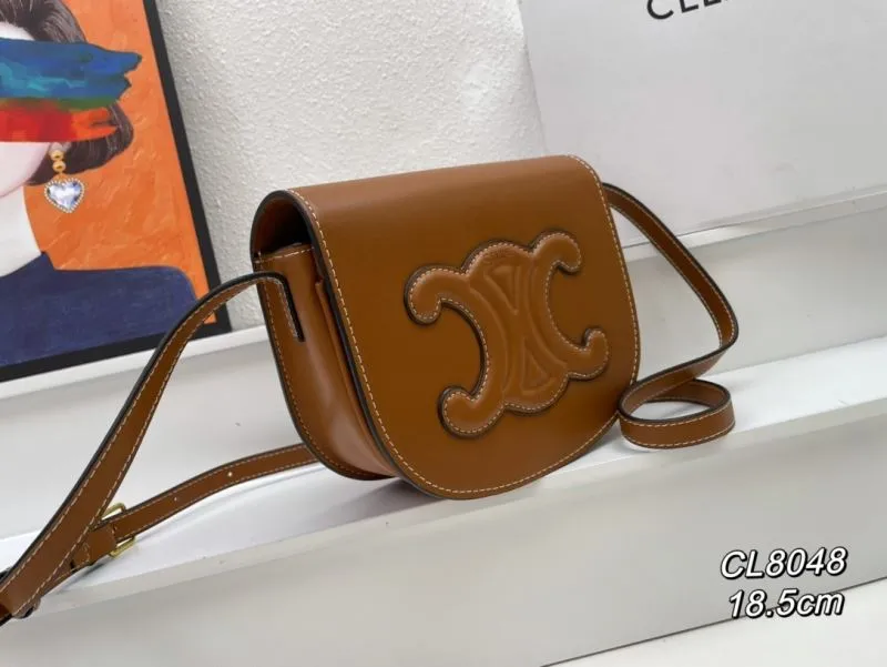 Alternative view of Celine Brown Crossbody Saddle Bag CL8048 18.5cm