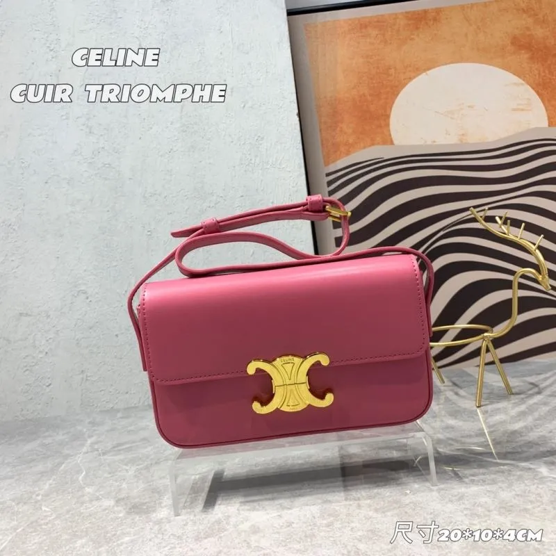 Celine Cuir Triomphe Pink Satchel Bag 474