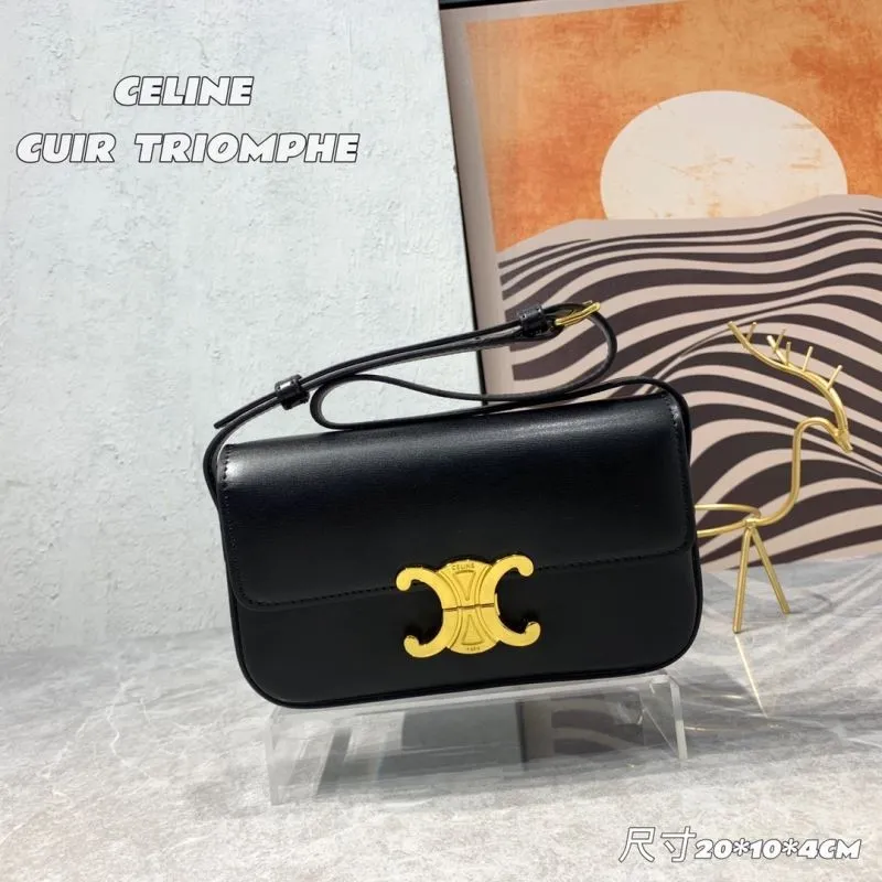 Celine Cuir Triomphe Black Leather Satchel Bag
