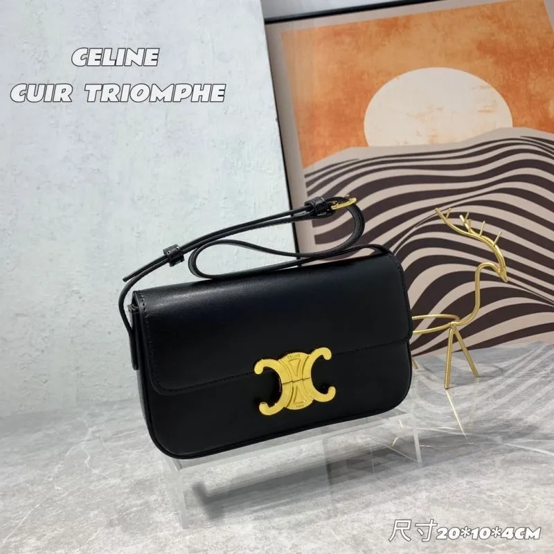 Alternative view of Celine Cuir Triomphe Black Leather Satchel Bag