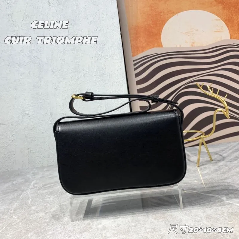 Celine Cuir Triomphe Black Leather Satchel Bag - Image 3