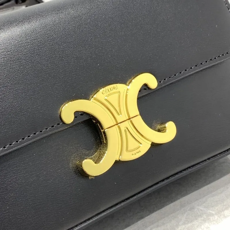 Celine Cuir Triomphe Black Leather Satchel Bag - Image 4