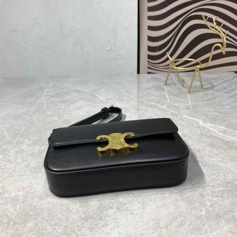 Celine Cuir Triomphe Black Leather Satchel Bag - Image 7