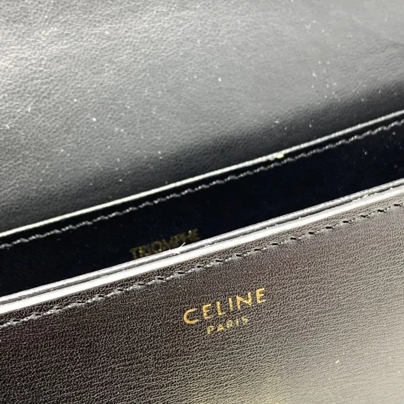 Celine Cuir Triomphe Black Leather Satchel Bag - Image 9