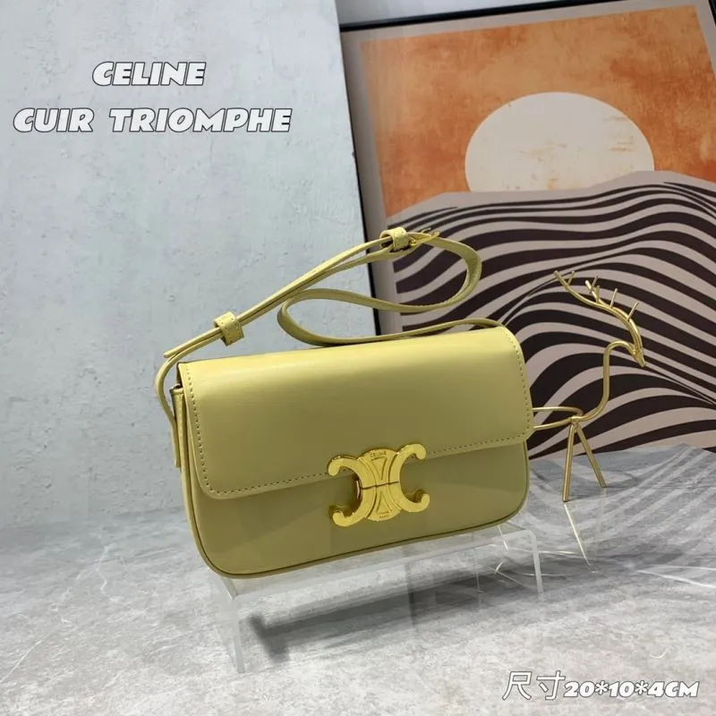 Alternative view of Celine Cuir Triomphe Pale Yellow Satchel Crossbody Bag