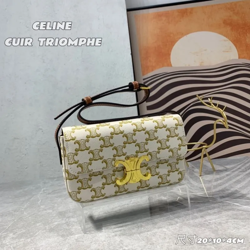 Alternative view of Celine White Cuir Triomphe Satchel Bag 20x10x4CM