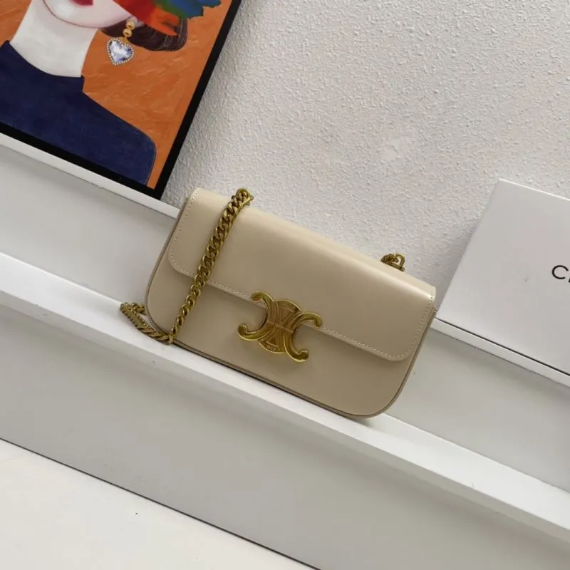Celine Beige Chain Shoulder Satchel Bag